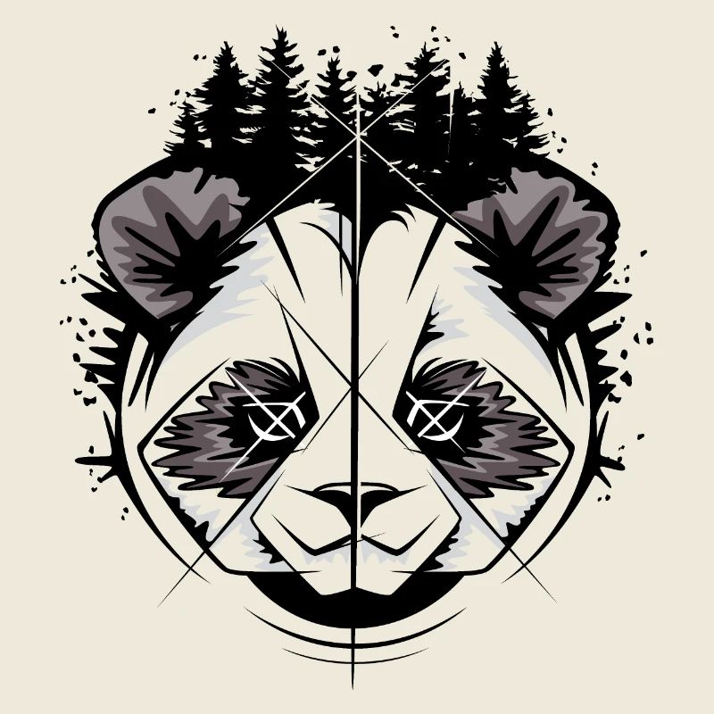 Panda Head in Comic Style – Forest & Nature Illustration