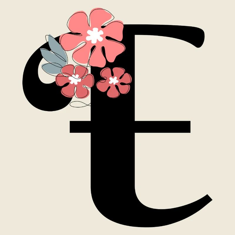 Letter e Minimalistische Blumen