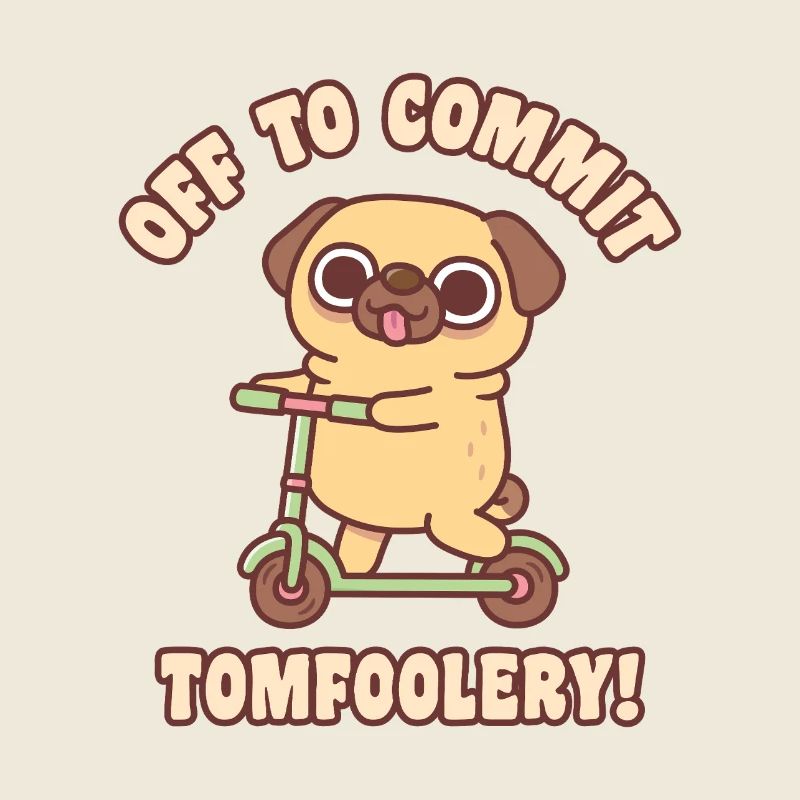 Cute Pug On Kick Scooter Off To Commit Tomfoolery