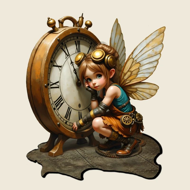 Steampunk-Fee mit antiker Uhr