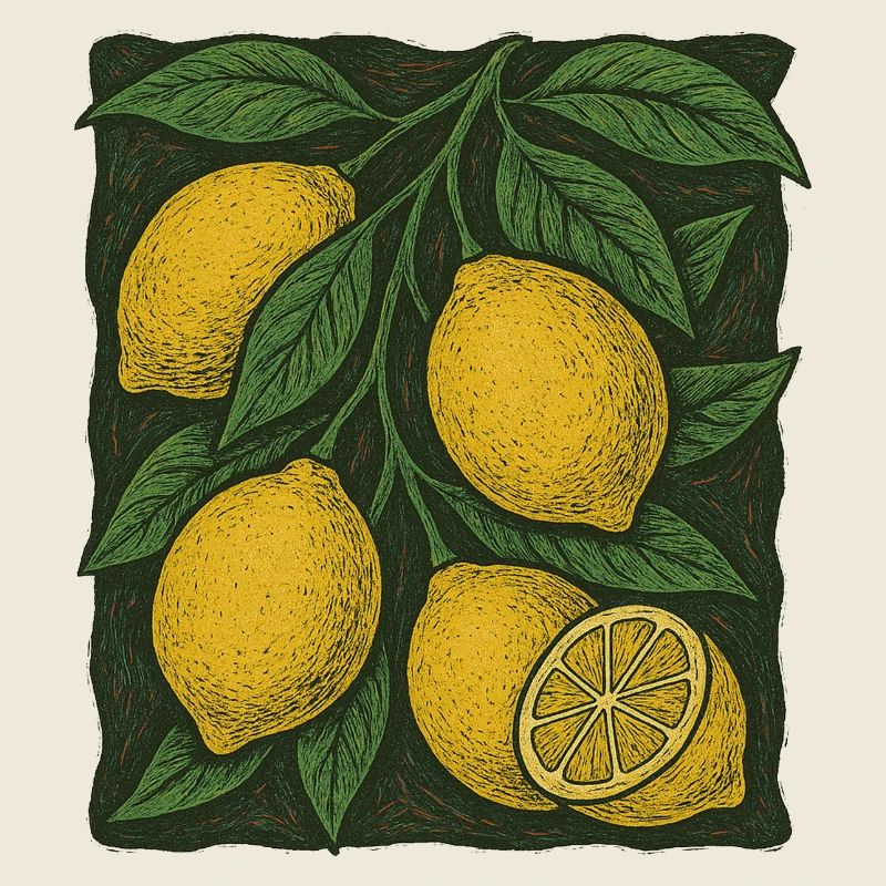 Botanische Illustration der Zitrone
