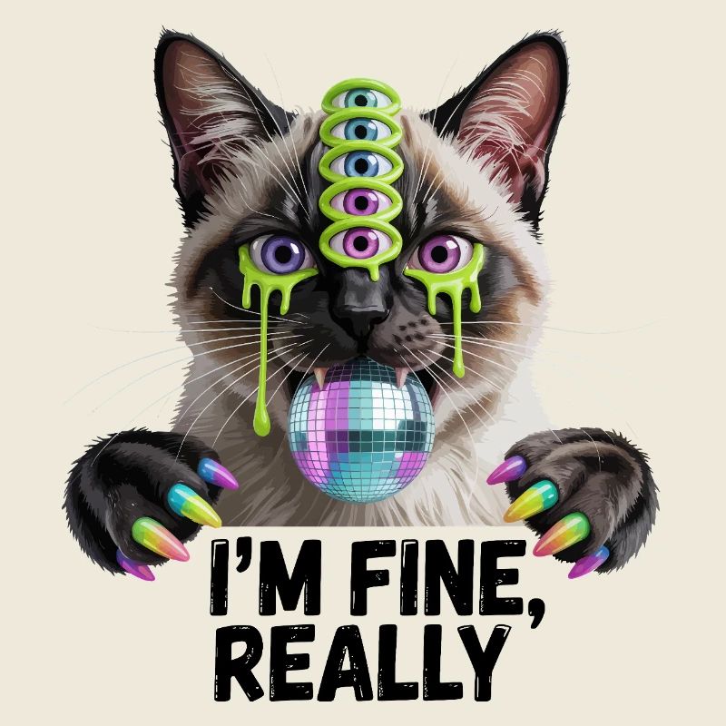 Neon Multi-Eyed Disco Cat