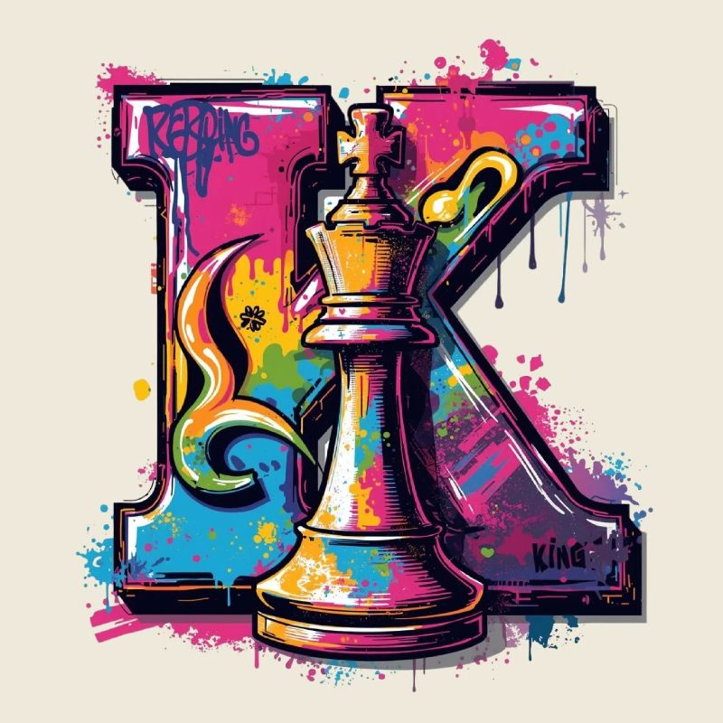 Roi dans Graffiti Oeuvre Echecs