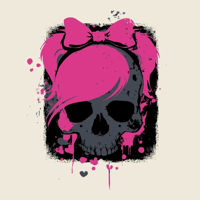 Pink Skull with Braids and Bows