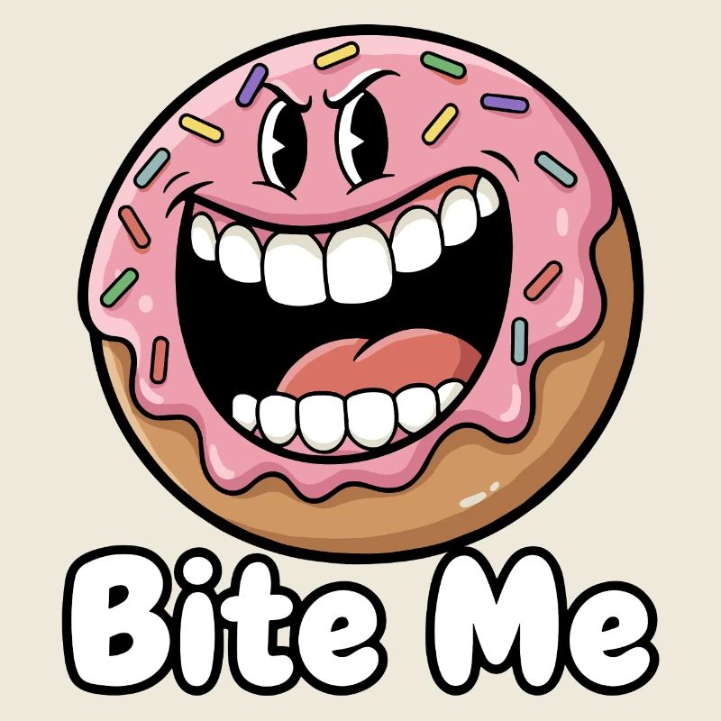 Bite Me Donut Cartoon