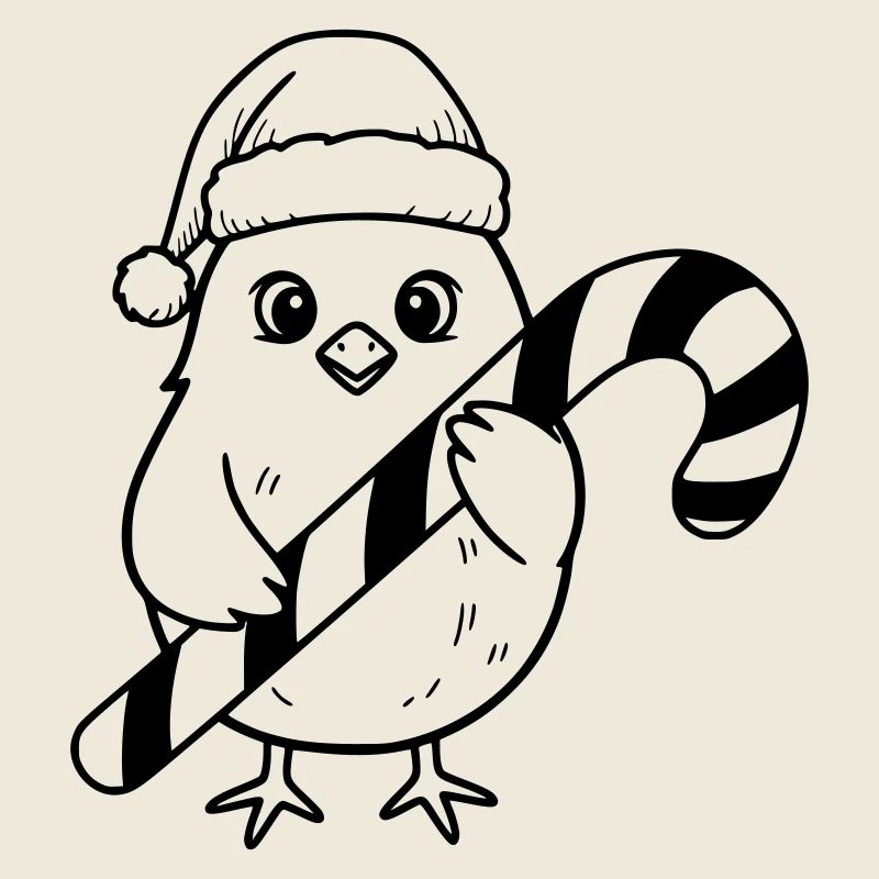 Süßer Weihnachtsvogel mit Candy Cane Illustration