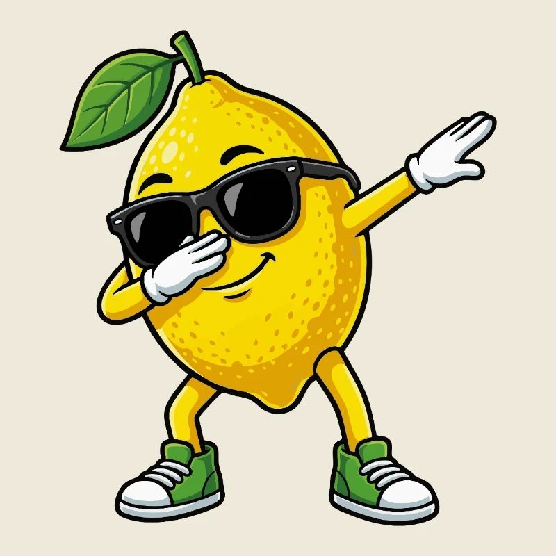 Dessin animé Dun Citron dans la pose Dab