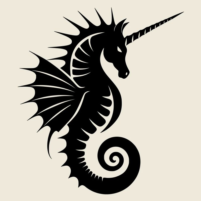 Einhorn-Seepferdchen Silhouette
