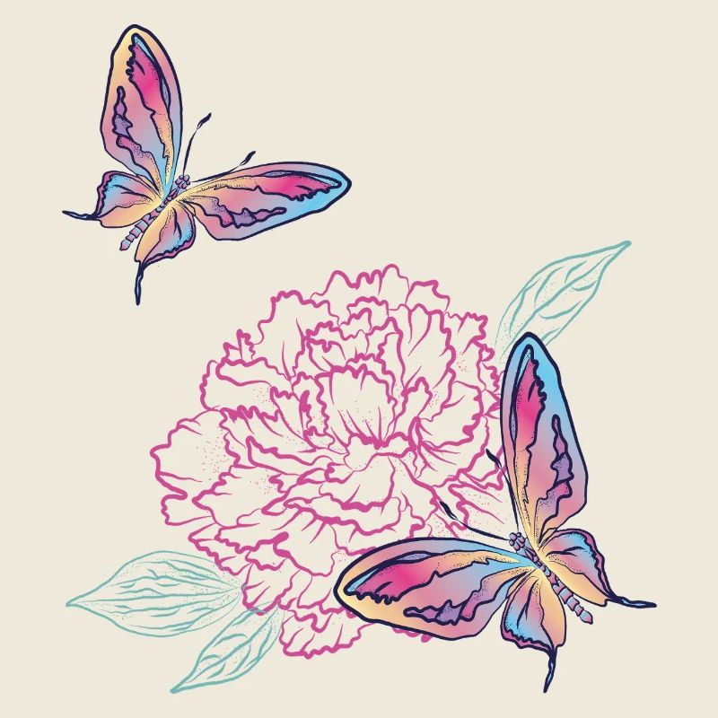 Peony and butterflies