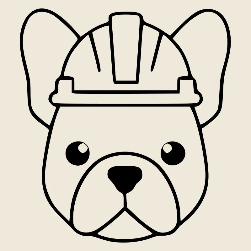 Frenchie Construction Worker Helmet Outline