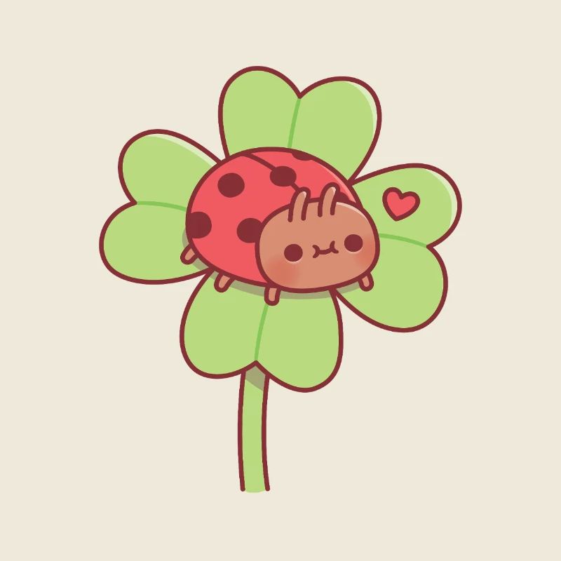 Süßes Little Ladybug auf Lucky Four Leaf Clover