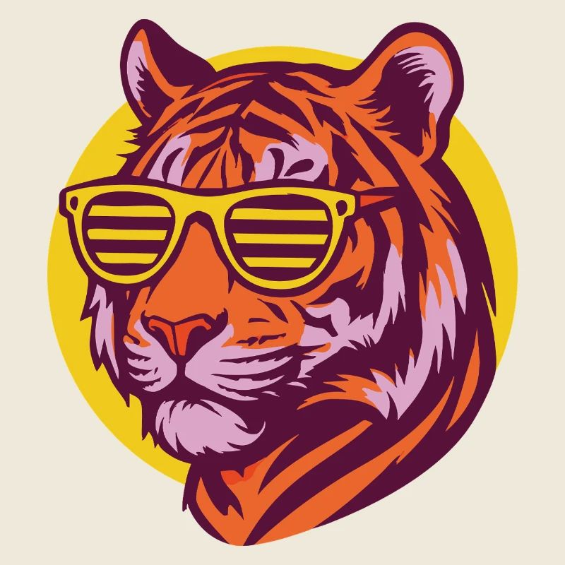 Tiger in Neon Retro Style