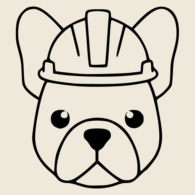 Frenchie Bauhelm Kopf Outline