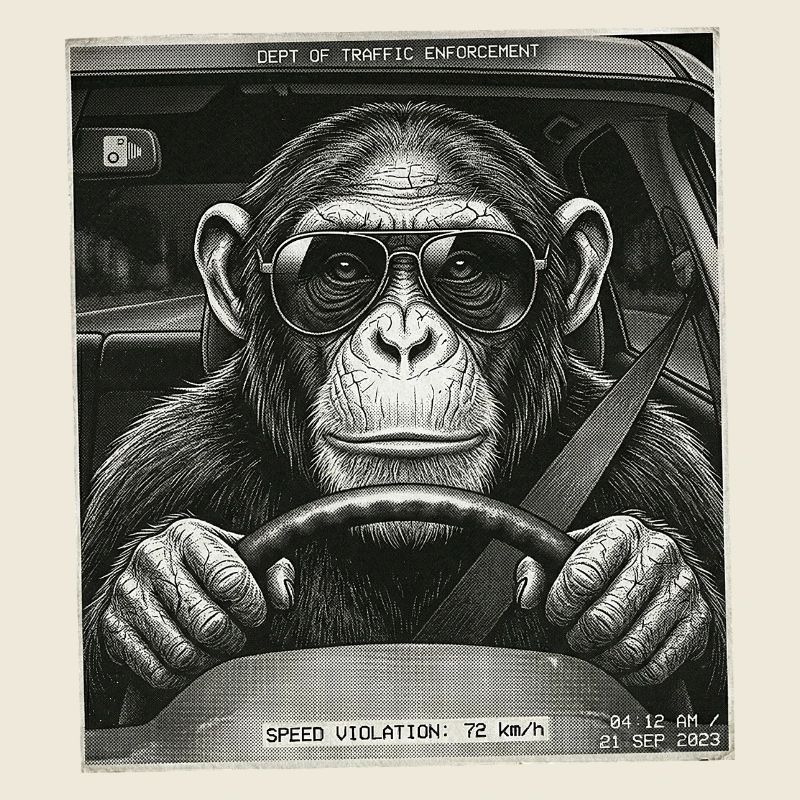 Les radars piégeaient le chauffeur de voiture singe