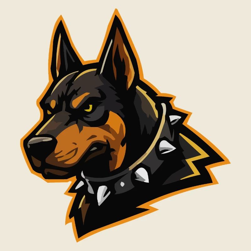 Doberman with spiked collar