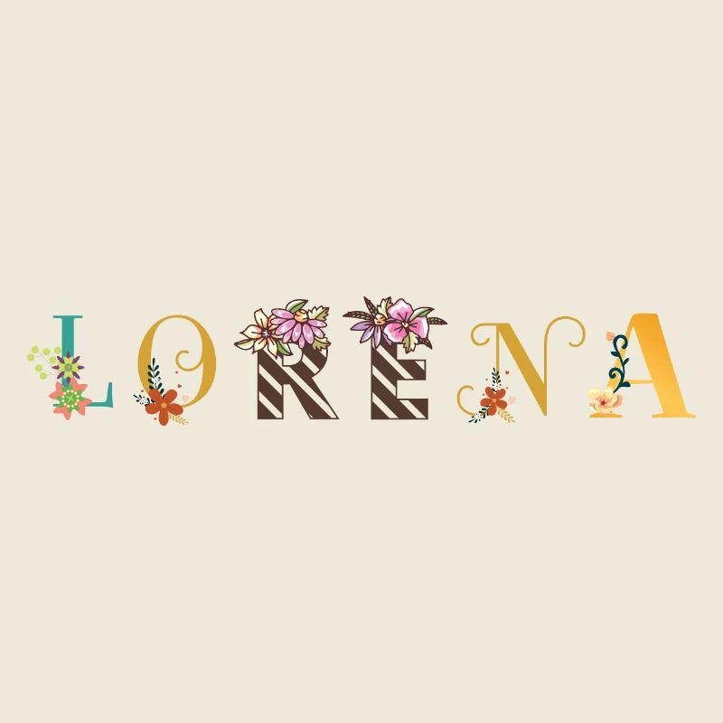 LORENA Name Art avec fleurs brodées