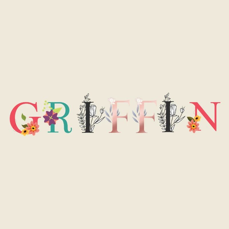 Art du nom GRIFFIN avec fleurs brodées