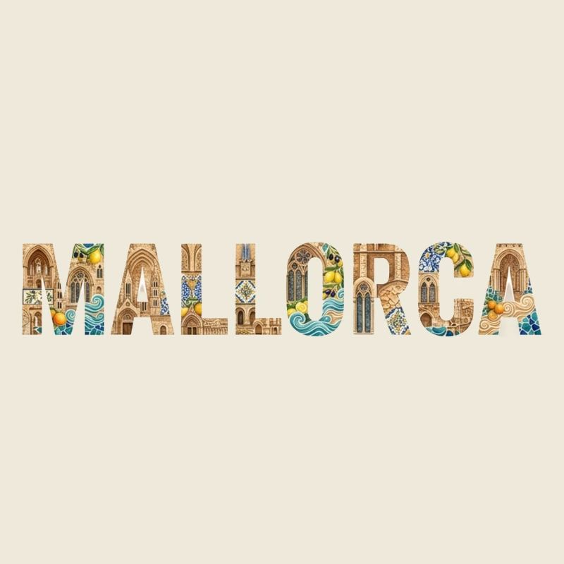 Mallorca Typography with Mediterranean Architecture