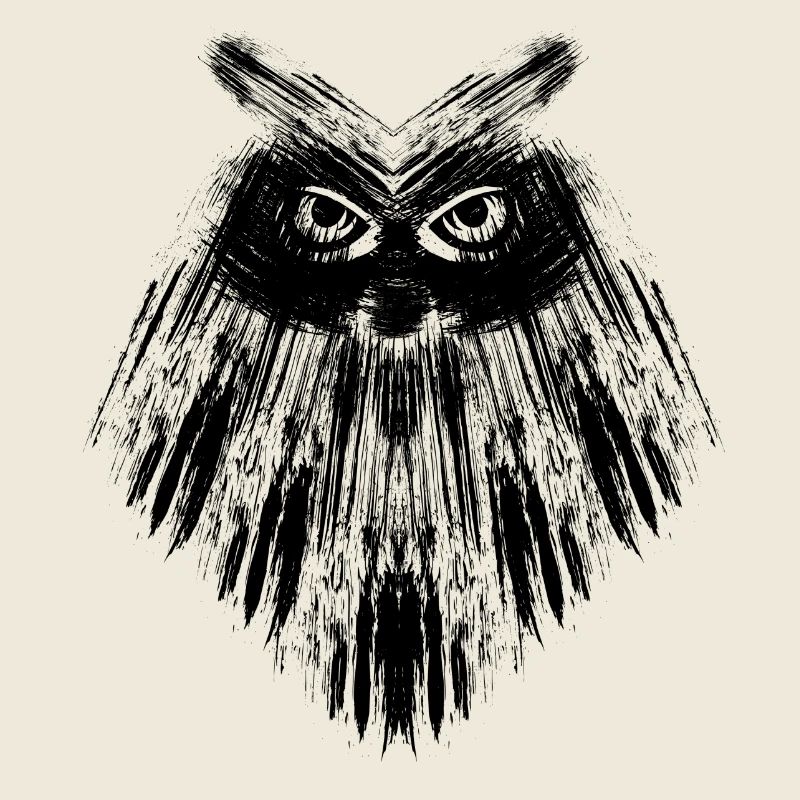 Owl owl black calligraphic