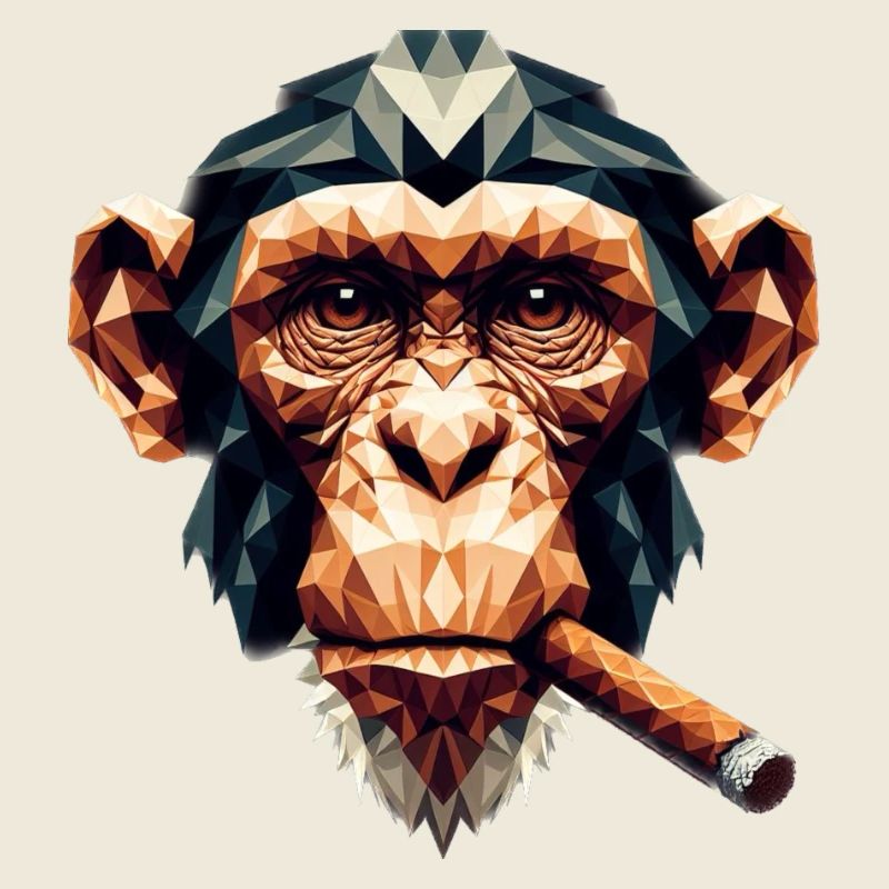 Ein Affe mit Zigarre im Polygon-Stil