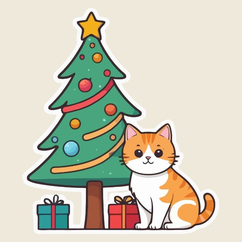 Katze unterm Weihnachtsbaum