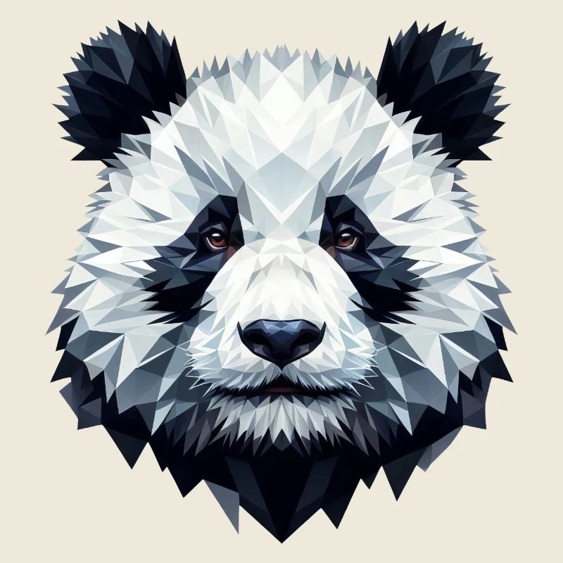 Panda Face Polygon Art Geometry