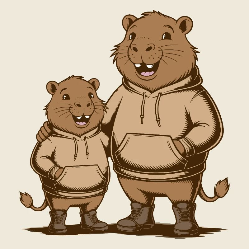 Capybara Couple Capybara - Deux Capybaras Cool