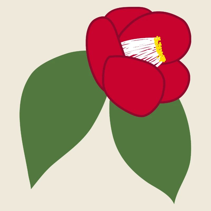 Elegant Red Camellia Blossom Illustration1