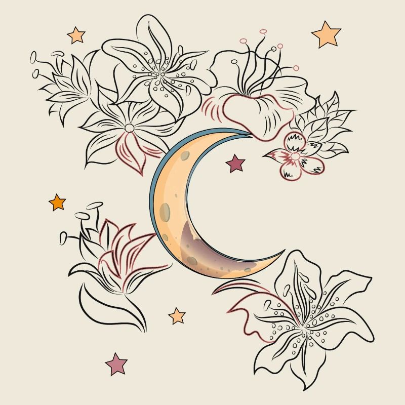 Lune avec des fleurs