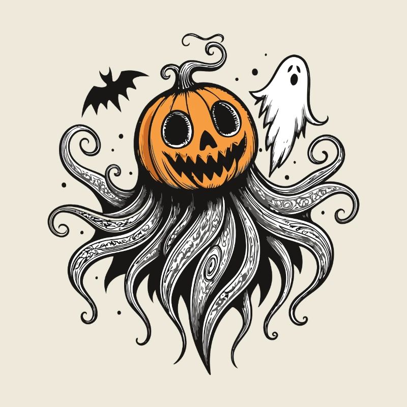 Monster Pumpkin Octopus Ghost Halloween