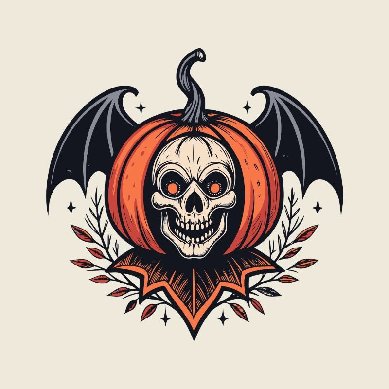 Squelette Citrouille Halloween Ailé