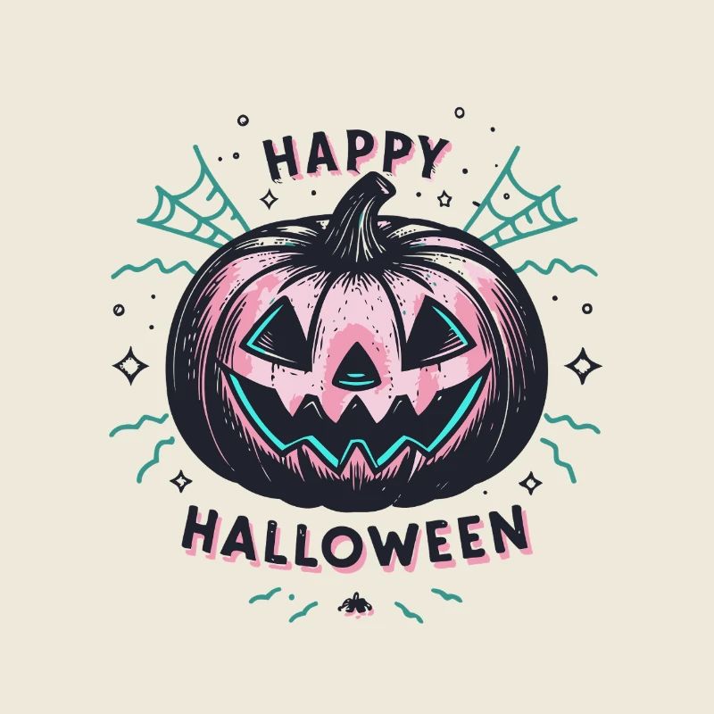 Pink Neon Halloween Pumpkin