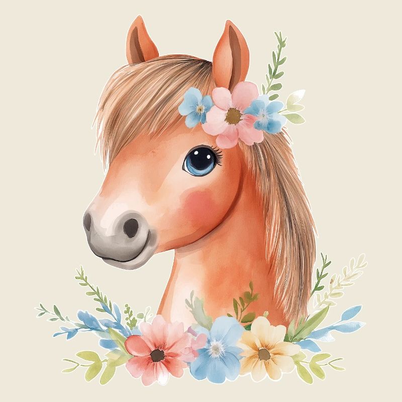Cheval mignon avec des fleurs