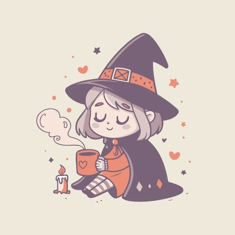 Sorcière douillette au mug chaud