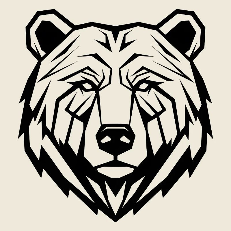 Geometric Bear Line Art