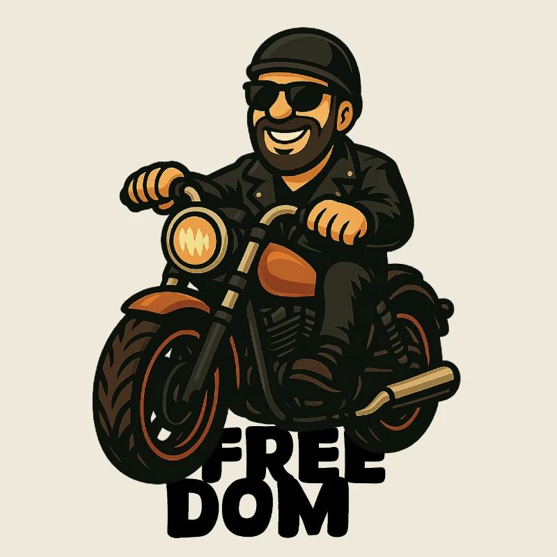 Casual Biker on Motorcycle Comic