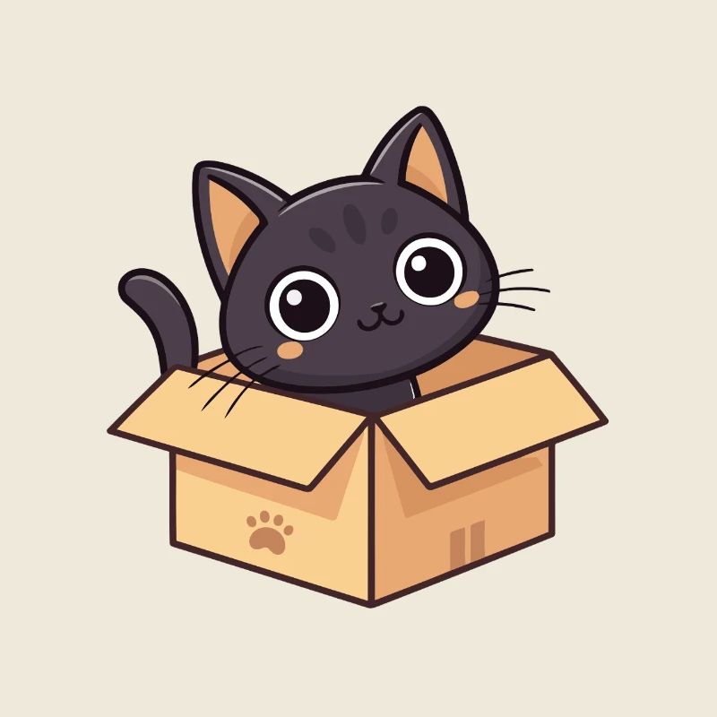 Curious Cat in a Cartoon Box