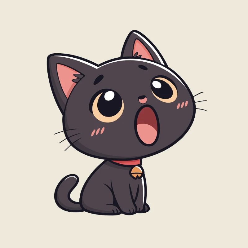 Schwarze Katze voller Ehrfurcht