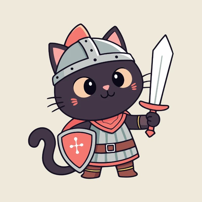 Chat Chevalier: épée et écu mignon