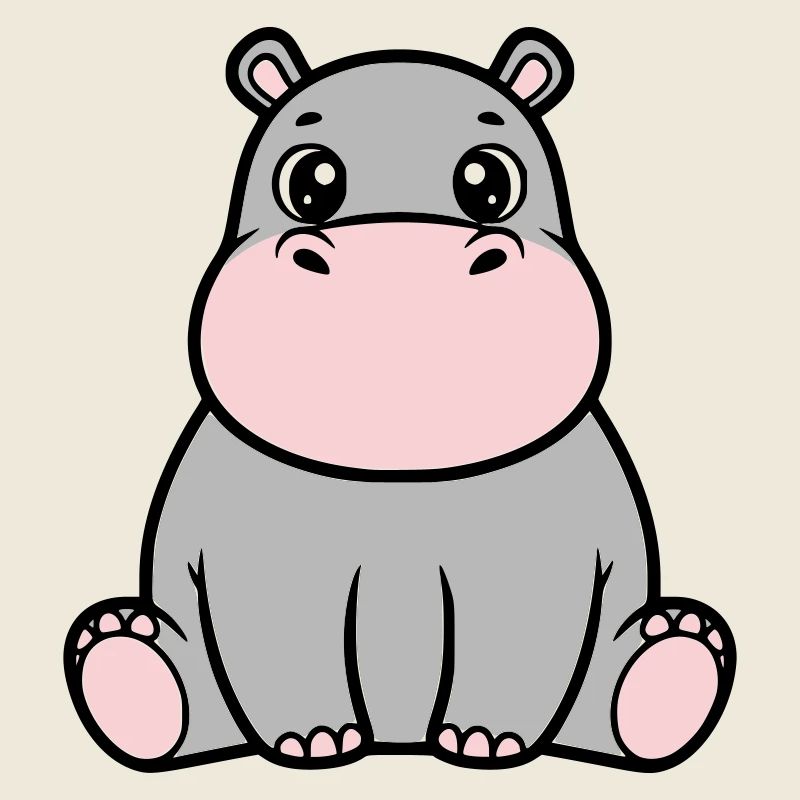 Süßes Baby Nilpferd Sitzend Kawaii