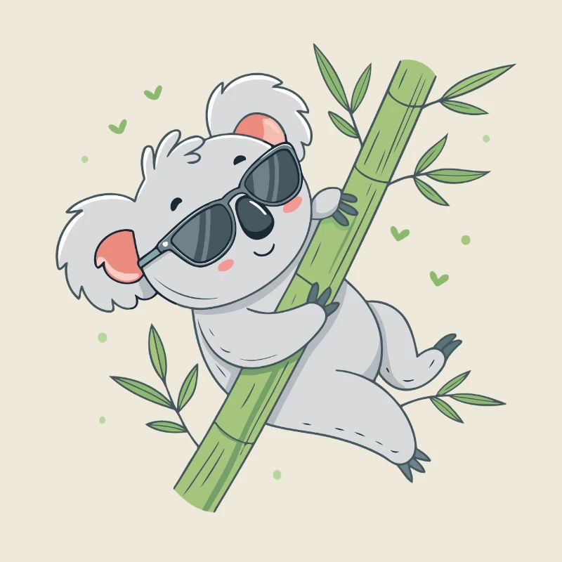 Koala auf Bambus mit Brille