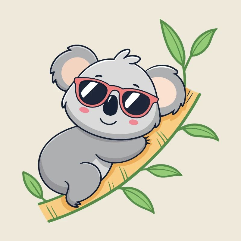 Koala branché en lunettes rouges