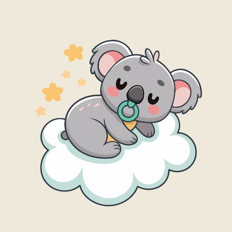 Baby-Koala-Träumer auf Pastellwolke