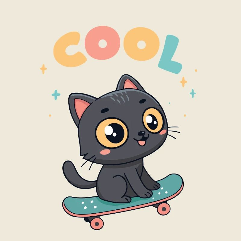 Pastel skateboard cat