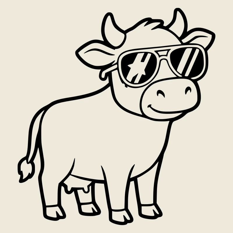 Cool Cow Sunglasses Casual Vector
