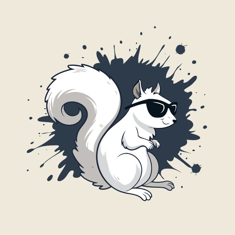 Schickes weißes Eichhörnchen mit schwarzer Brille