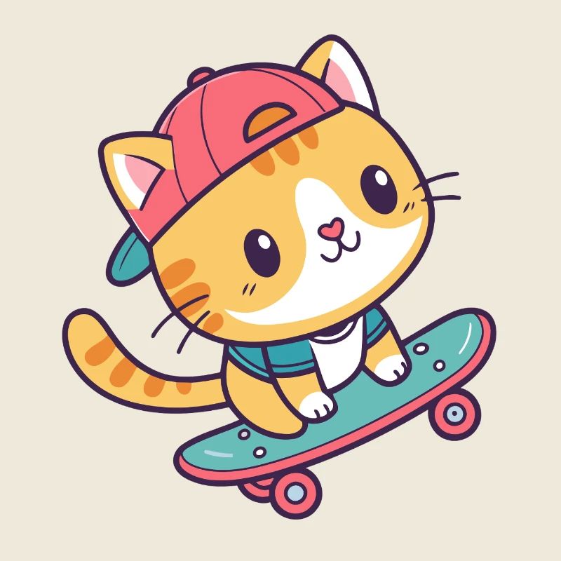 Chat skate coloré