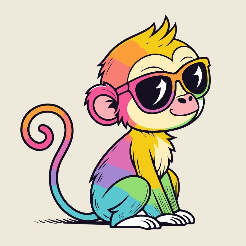 Singe Arc en Ciel Lunettes Chic