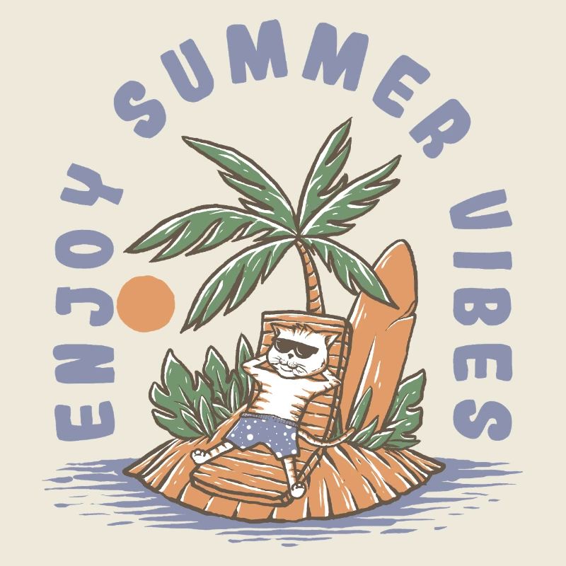 Enjoy Summer Vibes - Cool Cat Beach Chill