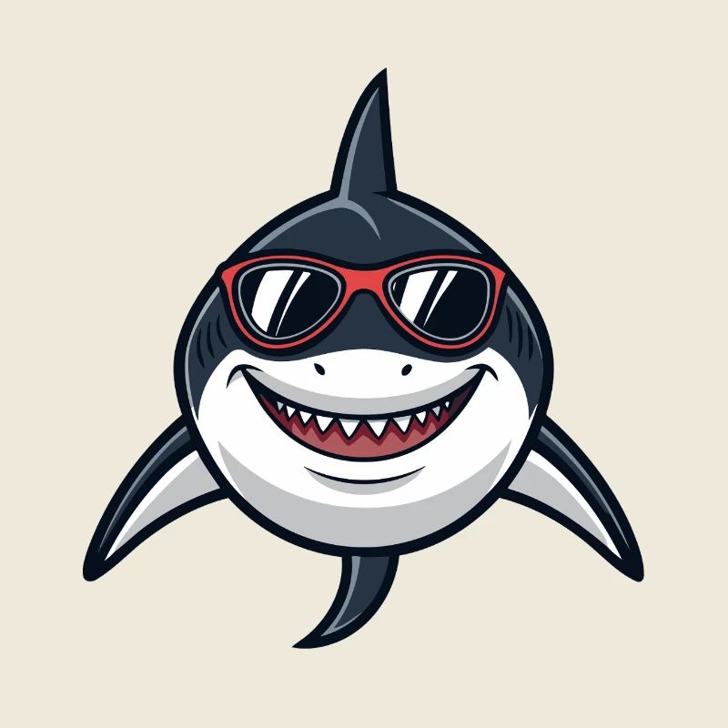 Shark Hipster Rote Brille